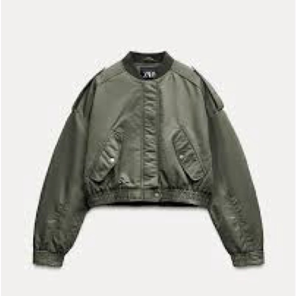 Zara Jackets & Blazers - Zara Cropped Olive Bomber Jacket